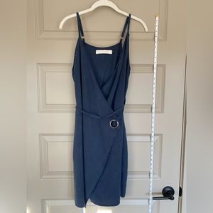Blue wrap dress with adjustable straps
